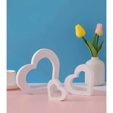 Szív alakú fa dekoráció 3db-os, Szív alakú fa dekoráció 3db-os,
