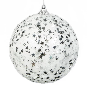 Ezüst csillagokkal és kristályokkal meghintett karácsonyfadísz 10 cm Ezüst csillagokkal és kristályokkal meghintett karácsonyfadísz 10 cm