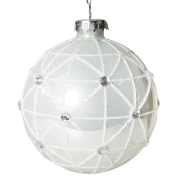 Karácsonyfadísz kézzel díszített üvegből, csillogás és kristályok geometriai alkalmazásával art deco stílusban 8 cm Karácsonyfadísz kézzel díszített üvegből, csillogás és kristályok geometriai alkalmazásával art deco stílusban 8 cm