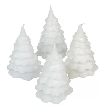 Bársony glitter fenyőfa gyertya 75x100mm fehér 1db Bársony glitter fenyőfa gyertya 75x100mm fehér 1db