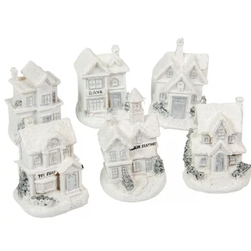 Házikó világító poly glitteres fehér M9cm 1 db