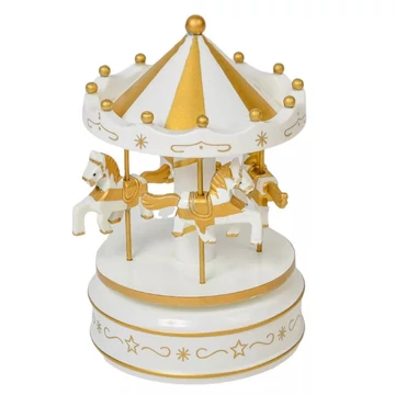 Zenélő körhinta lovas fehér M17cm