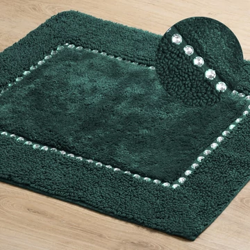 Chic fürdőszobai szőnyeg 100% pamut sötétzöld színben Chic fürdőszobai szőnyeg 100% pamut sötétzöld színben