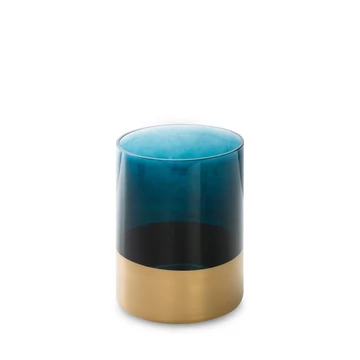 Dekoratív üveg gyertya tartó, 100% üveg, türkiz színben Dekoratív üveg gyertya tartó, 100% üveg, türkiz színben