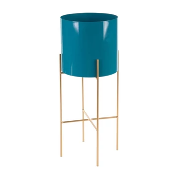 Dekoratív virágtartó állvány, fém, türkiz színben Dekoratív virágtartó állvány, fém, türkiz színben
