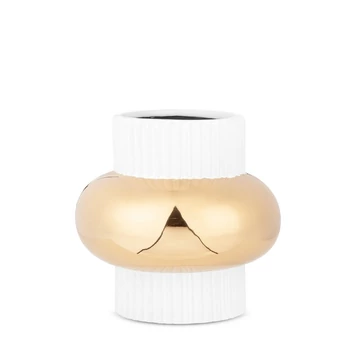 MONA kerámia váza geometriai motívummal, fehér és arany MONA kerámia váza geometriai motívummal, fehér és arany