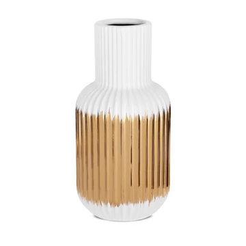 MONA kerámia váza geometriai motívummal, fehér és arany MONA kerámia váza geometriai motívummal, fehér és arany