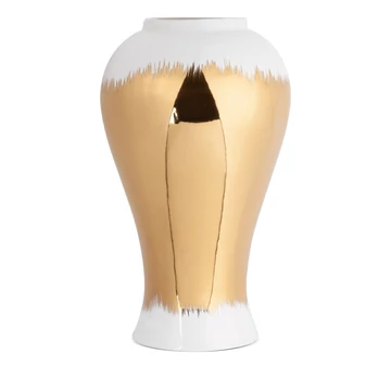 TALA kerámia váza fehér és arany árnyékoló motívummal TALA kerámia váza fehér és arany árnyékoló motívummal