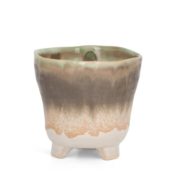 Dekoratív kerámia kaspó - krém színben, 11 cm átmérő, 10 cm magasság Dekoratív kerámia kaspó - krém színben, 11 cm átmérő, 10 cm magasság