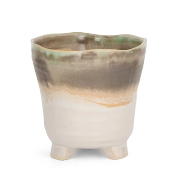 Dekoratív kerámia kaspó - krém színben, 13 cm átmérő, 13 cm magasság Dekoratív kerámia kaspó - krém színben, 13 cm átmérő, 13 cm magasság