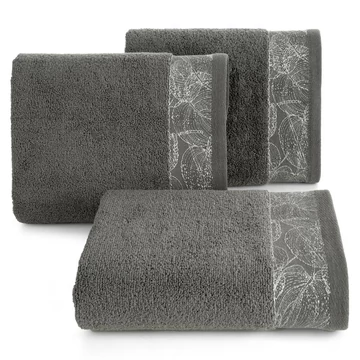 Agis törölköző díszes jacquard szegéllyel 100% pamut acélszürke színben Agis törölköző díszes jacquard szegéllyel 100% pamut acélszürke színben