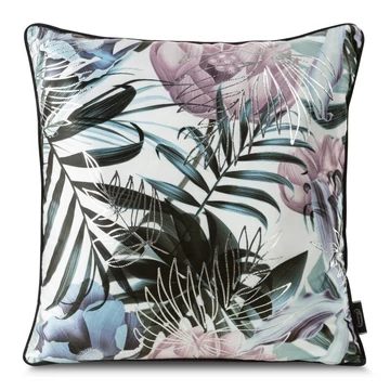 MALIBU bársony párnahuzat egzotikus levélmintával és szélein szegéllyel díszítve MALIBU bársony párnahuzat egzotikus levélmintával és szélein szegéllyel díszítve