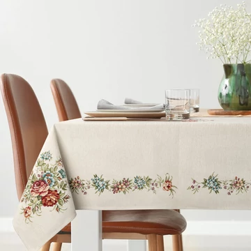 Szenil gobelin asztalterítő 140 cm széles 180 cm hosszú natúr színű 450 GSM súlyú 43% poliészter 40% akril 17% pamut Szenil gobelin asztalterítő 140 cm széles 180 cm hosszú natúr színű 450 GSM súlyú 43% poliészter 40% akril 17% pamut