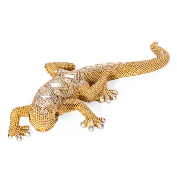 Gatos díszfigura - Kerámia dekoráció, 25 cm x 11 cm x 5 cm, arany színben Gatos díszfigura - Kerámia dekoráció, 25 cm x 11 cm x 5 cm, arany színben