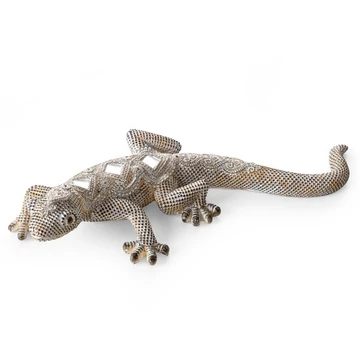 Gatos dekoratív figura, poliészter, ezüst szín Gatos dekoratív figura, poliészter, ezüst szín