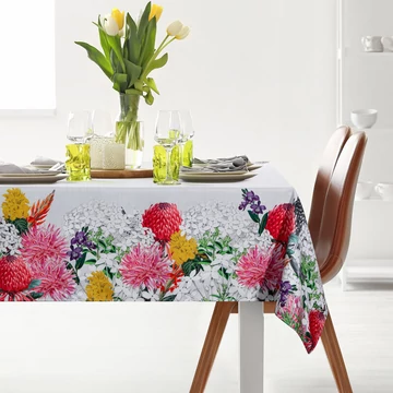 Summer3 asztalterítő virágmintás 100% poliészter természetes szín Summer3 asztalterítő virágmintás 100% poliészter természetes szín