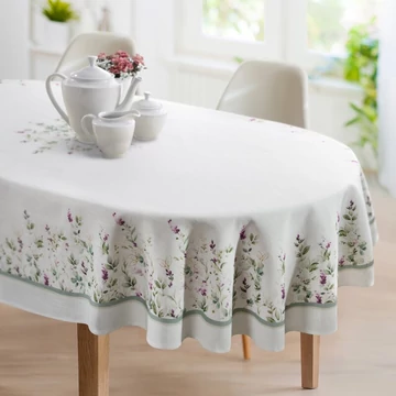 Summer11 asztalterítő virágmintás 100% poliészter természetes szín Summer11 asztalterítő virágmintás 100% poliészter természetes szín