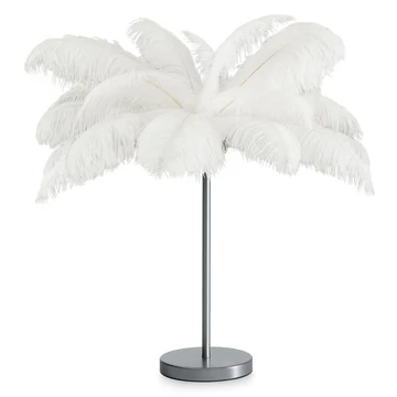 Feri lámpa - dekoratív állólámpa, fém és toll, ezüst színben Feri lámpa - dekoratív állólámpa, fém és toll, ezüst színben