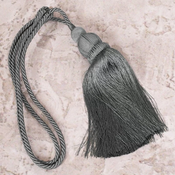 Jowita dekorációs zsinór, 70 cm, poliészter, acél színű