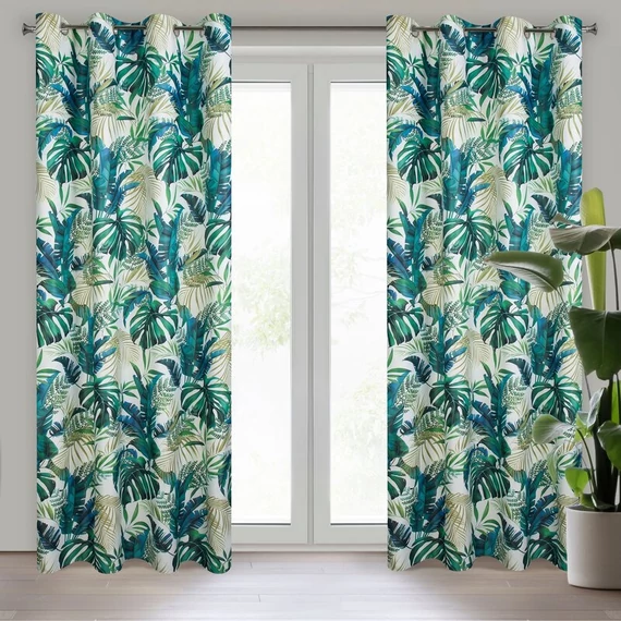 NELLY sötétítőfüggöny egzotikus levelek motívumával