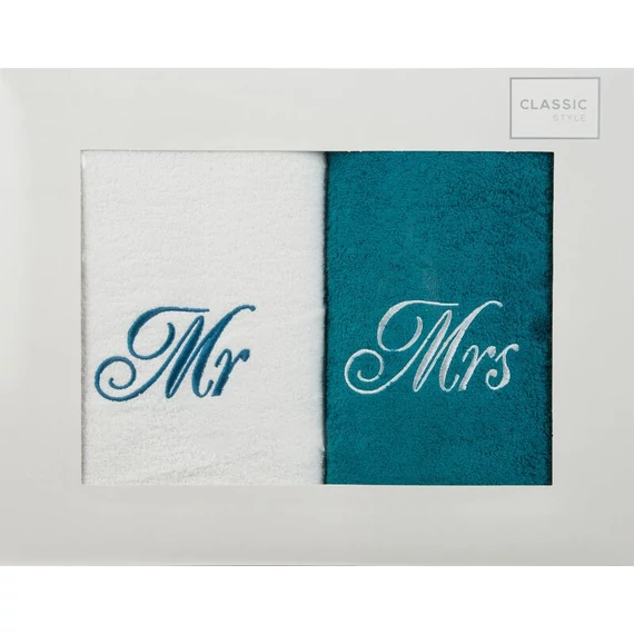 Mrs&Mr hímzéssel ellátott törölközőkészlet 70x140 2db