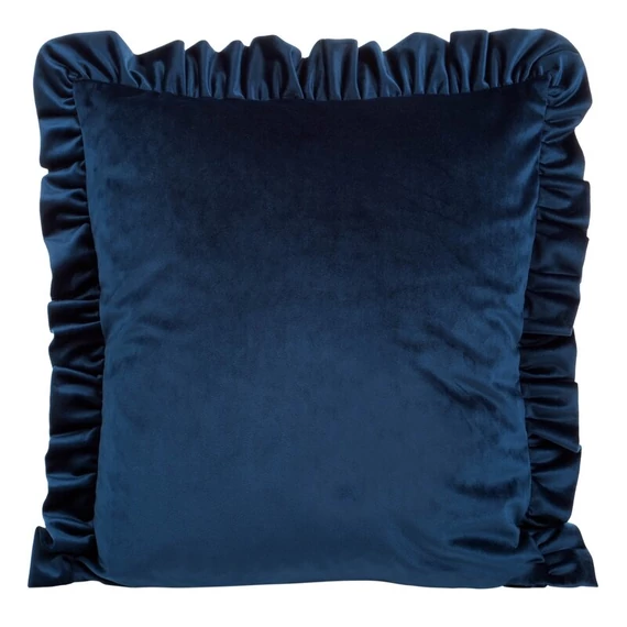Sötétkék bársonyos párnahuzat, 45x45 cm, 100% poliészter