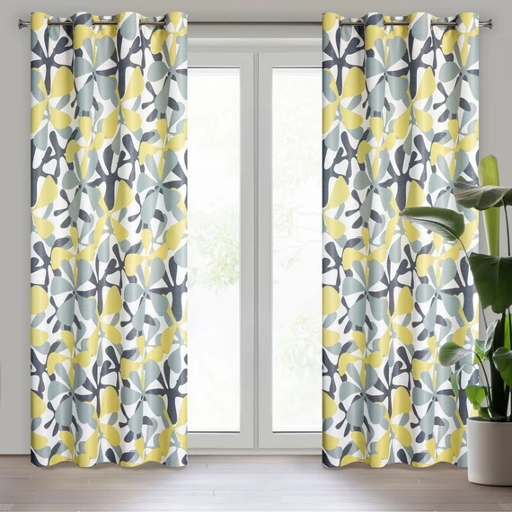 DORIN DESIGN 91 sötétítőfüggöny grafikai virágmotívummal