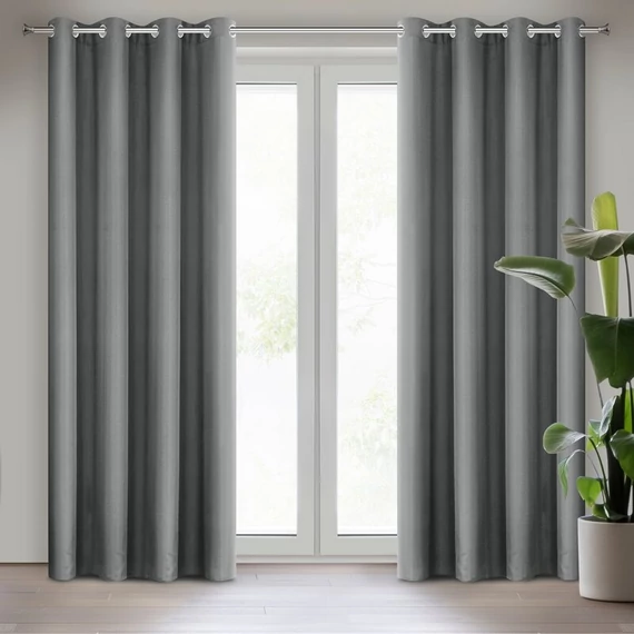 Rita függöny - elegáns, matt felületű, szürke színű, 100% poliészter