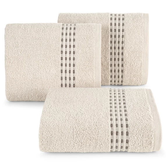 Riva törölköző dekoratív jacquard szegéllyel 100% pamut bézs színben