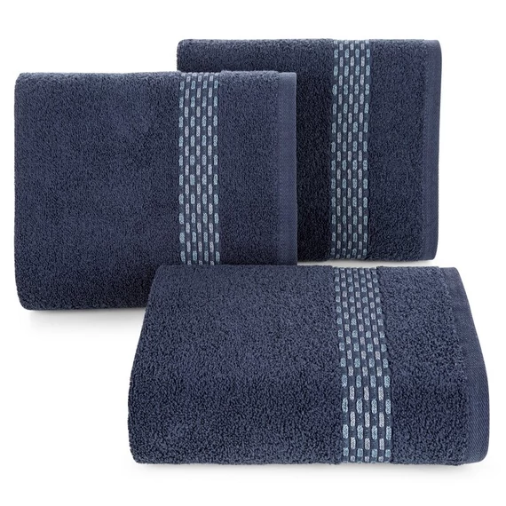 Riva törölköző díszített jacquard szegéllyel 100% pamut sötétkék