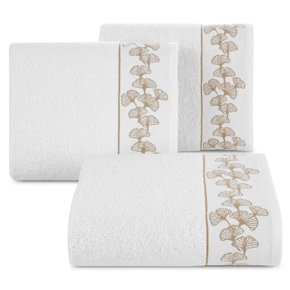 BLANCA 10 törölköző, puha pamutból, jacquard szegéllyel, ginkgo levél motívummal