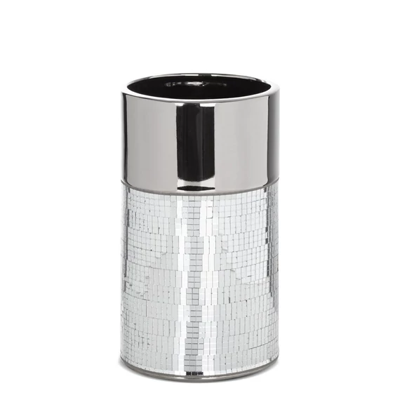 Mirona dekoratív váza, kerámia, ezüst szín