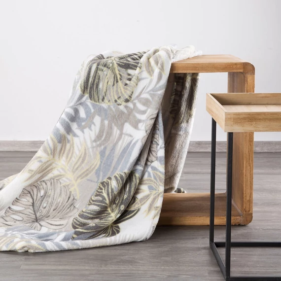 DESIGN 91 Puha és finom tapintású KORFU takaró monstera levélmintával