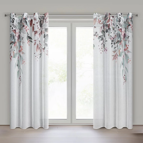 Meg függöny, kész függöny szett, 100% poliészter, fehér szín