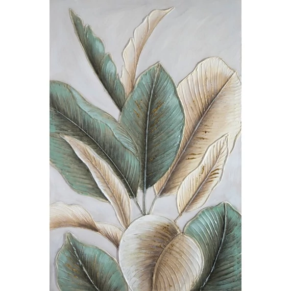 Beige levélmotívumú festmény 629, kézzel festett, vászonon