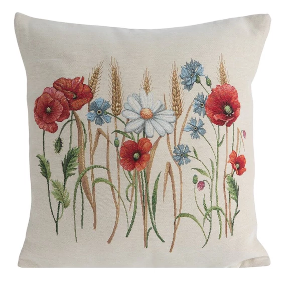 Gobelin párna 45x45 cm, természetes szín, 410 GSM, 63% poliészter, 34% pamut, 3% akril
