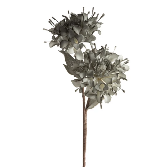 Flore 756 Dekoratív Virág Popielat Színben, 90% EVA Hab és 10% Fém Anyagból