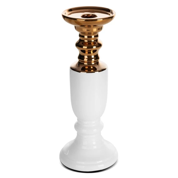 Lari dekoratív gyertya, 100% kerámia, fehér színben