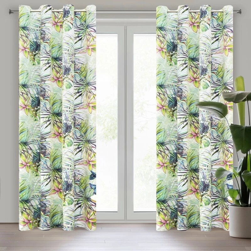 ROMMY bársonyfüggöny színes levél- és virágmotívummal