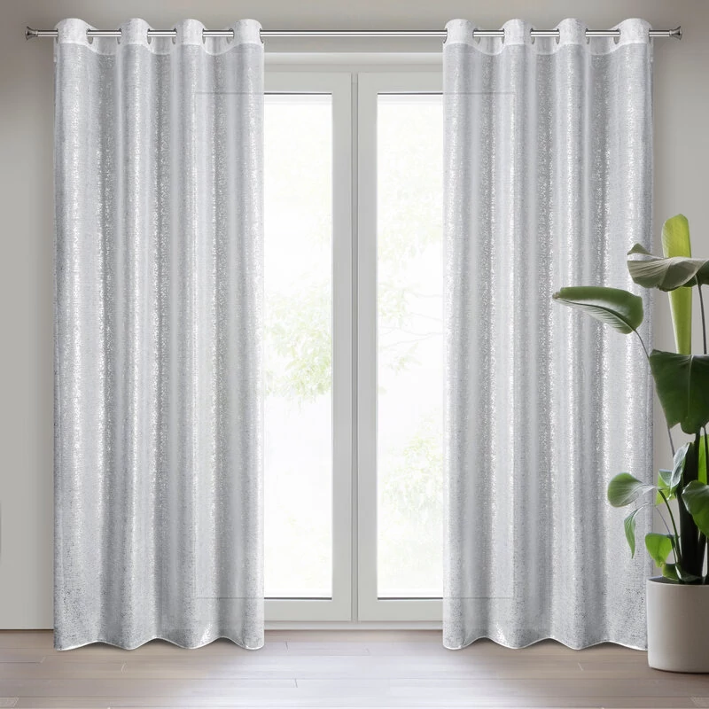 Könnyű anyagból készült függöny pettyes ezüst nyomattal