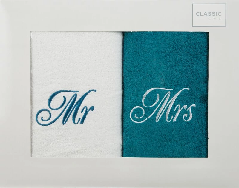 Mrs&Mr hímzéssel ellátott törölközőkészlet 70x140 2db