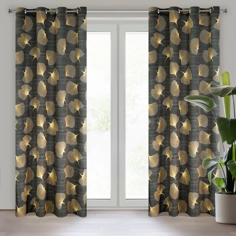 D91 Ofelia kész függöny, 140 cm széles, 250 cm hosszú, grafit színben