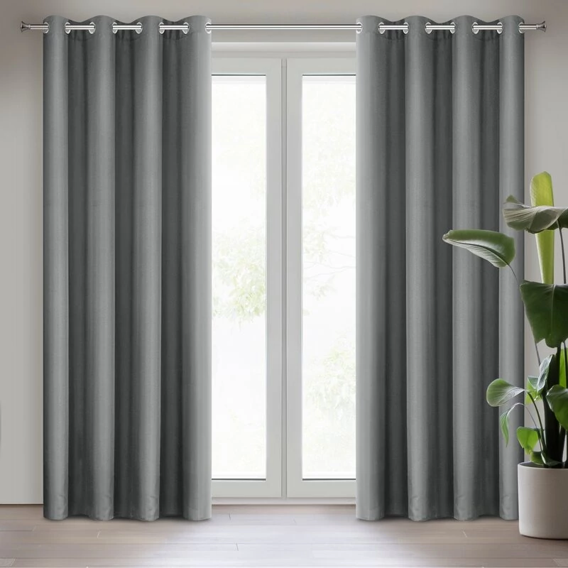 Rita függöny - elegáns, matt felületű, szürke színű, 100% poliészter