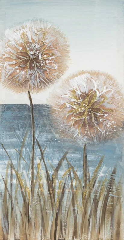 529A Kép - Kézzel Festett, Virágok, Kék