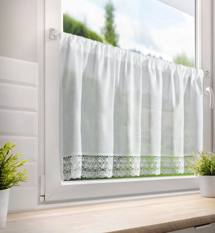 ROSE félfüggöny matt anyagból csipkével 60x150 cm