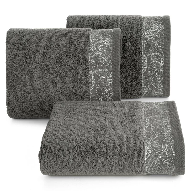 Agis törölköző díszes jacquard szegéllyel 100% pamut acélszürke színben