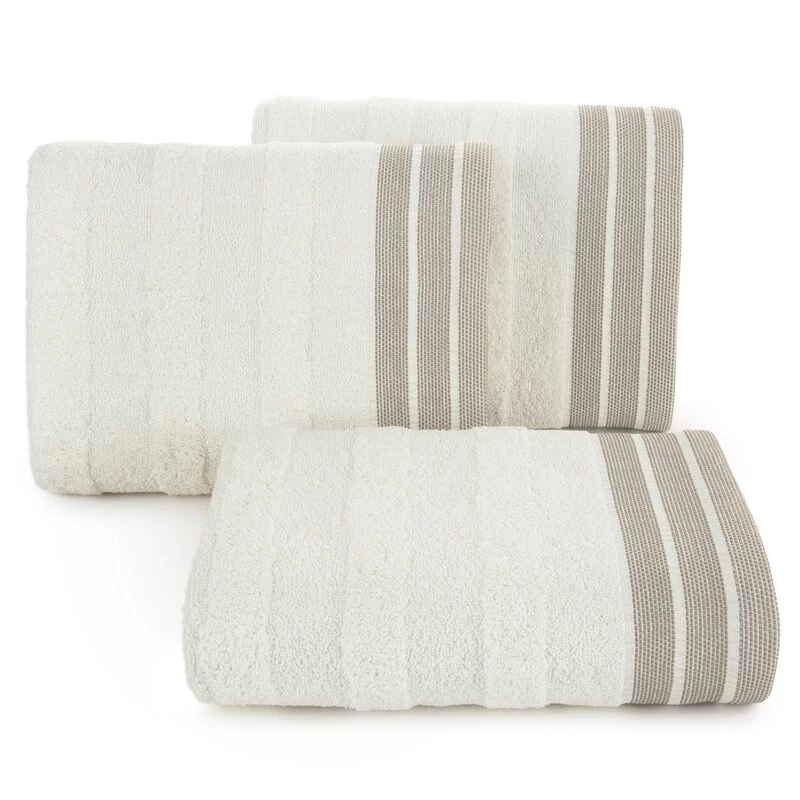 Pati törölköző dekoratív jacquard szegéllyel 100% pamut krém színben