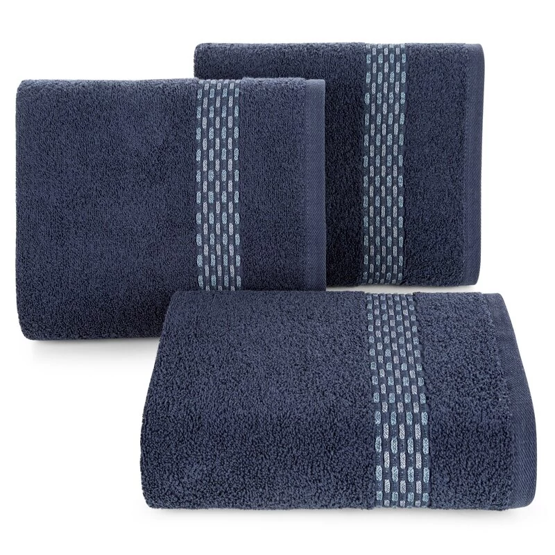 Riva törölköző díszített jacquard szegéllyel 100% pamut sötétkék
