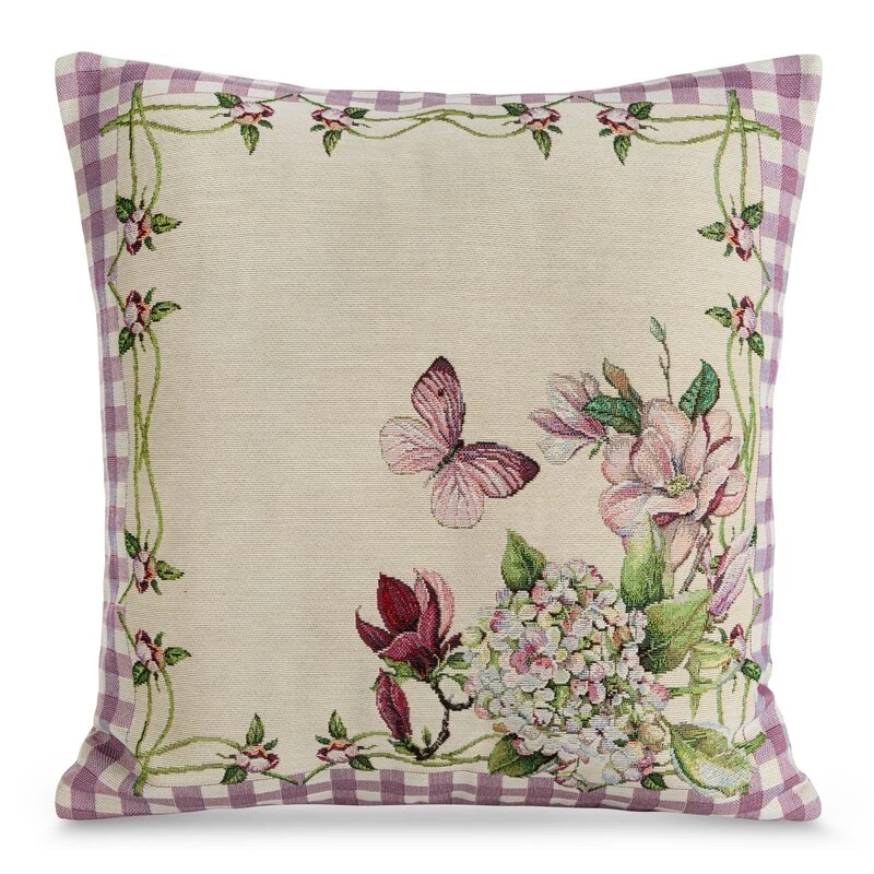 Gobelin párnahuzat 45 cm x 45 cm, bézs színű, 63% poliészter, 34% pamut, 3% akril