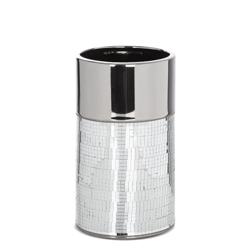 Mirona dekoratív váza, kerámia, ezüst szín